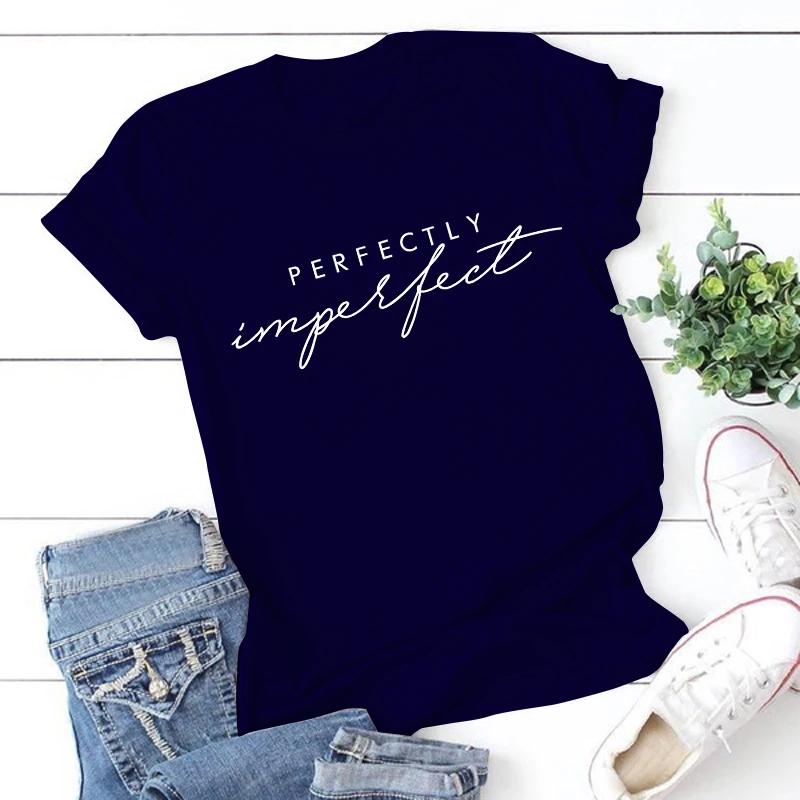 Unisex Unisex Mode Lässig Perfekt Unvollkommen Buchstabendruck Lustig Kurzarm T-Shirt Tops