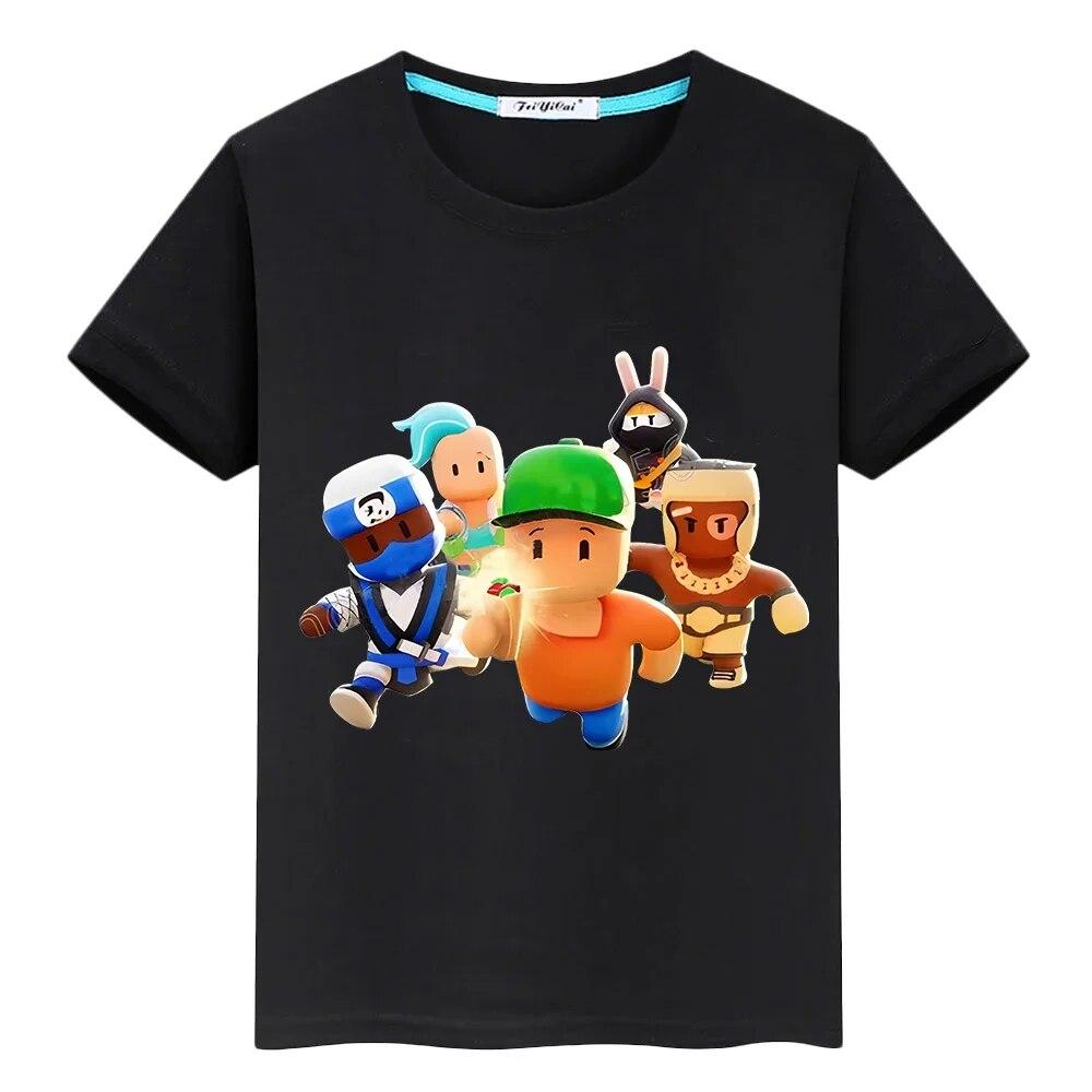 

Футболка Stumble Guys Pride, футболка из 100% хлопка, цельная футболка y2k, повседневные футболки с аниме для мальчиков, короткие топы с кавайным принтом, детская одежда для девочек 120 чёрный