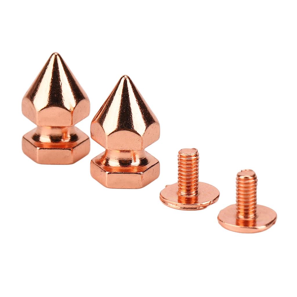 100 Sets Spiked Cone Spike Stud Rose Gold High Hardness Screw Back Studs Spikes Kit for DIY