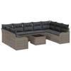 Garden Sofa Set with Cushions 10 Pcs Grey Poly Rattan