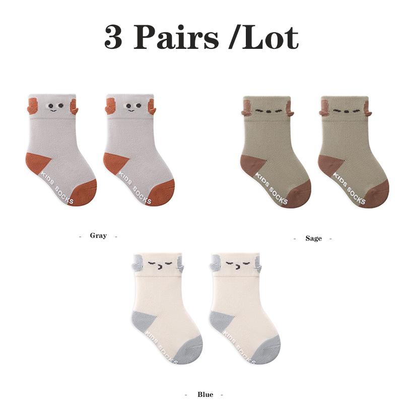 3 Pairs Baby Cartoon Socks Knit Soft Cotton Warm Kids Tube Socks Cute Dog Infant Toddler Socks For Boys Girls