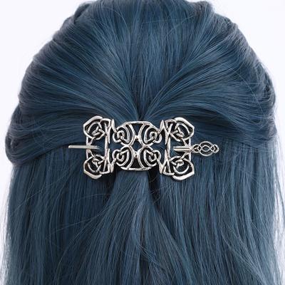 1pc Retro Silver Celtic Pattern Totem Design Hair Clip Niche Punk Style Patterned Metal Hair Clip Dark Themed Hair Accessory