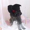 Lolita Modern Rose Big Bow Witch Hat Big Brim Cap Halloween Gifts for Head Ornam