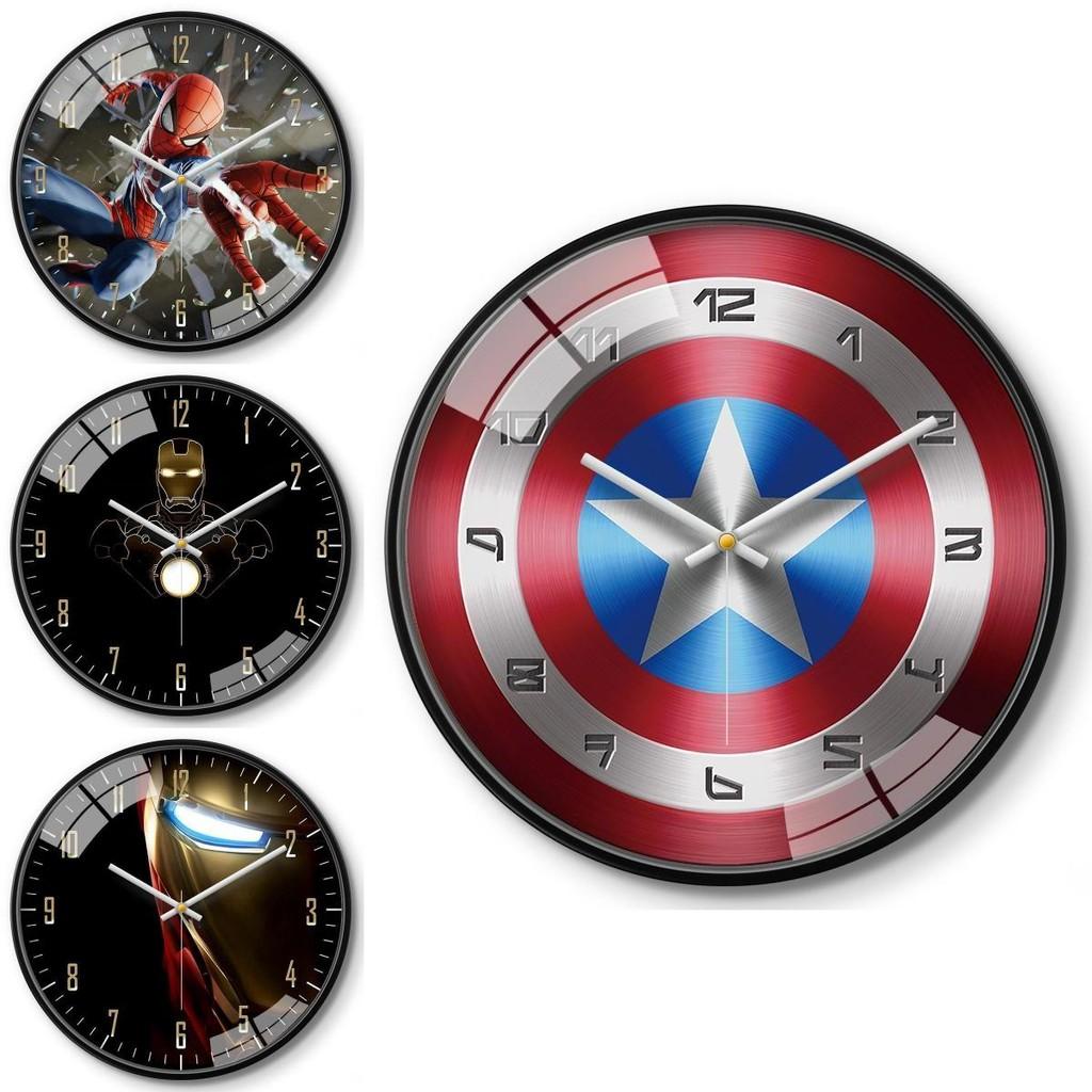 Marvel Captain America Iron Man Spider-Man Muster Wanduhr für Kinderzimmer Dekoration