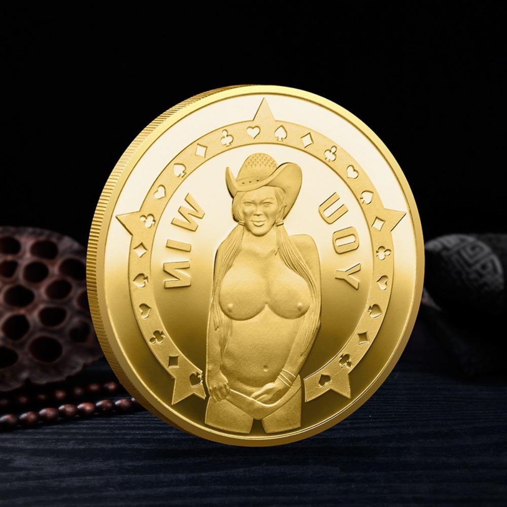 Moneta Ragazza Sexy, Moneta Portafortuna, Moneta Commemorativa in Argento Dorato di Bellezza, Moneta Sexy, Artigianato Divertente con Monete, Regalo di Natale, Pensierini per la Befana
