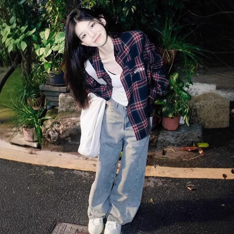

Spring and Autumn Retro Plaid Women s Chic Top Jacket S