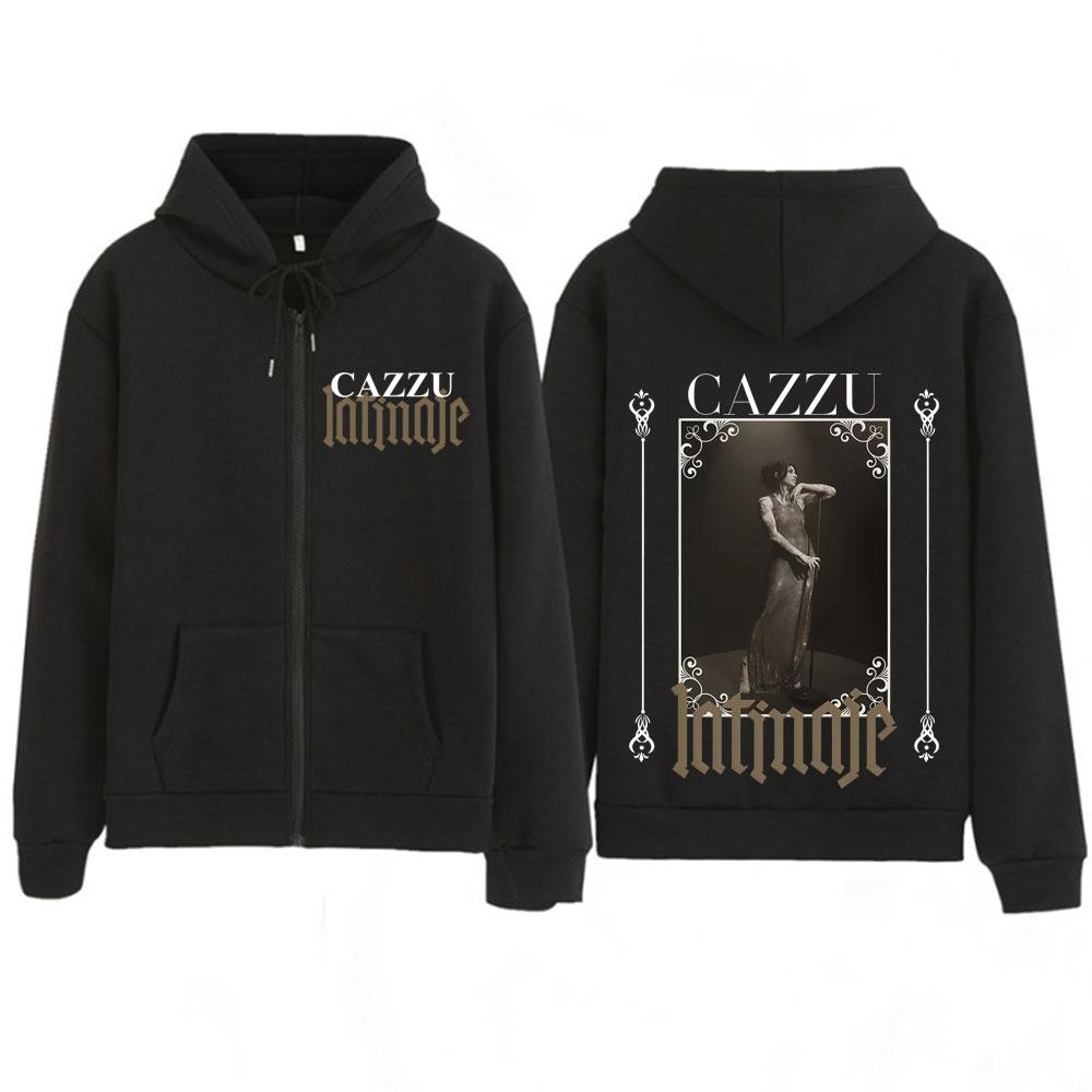 Singer Cazzu Latinaje Music Album Graphic Zip Up Hoodie Men Women Fashion Jacket Vintage Zipper Sweatshirt