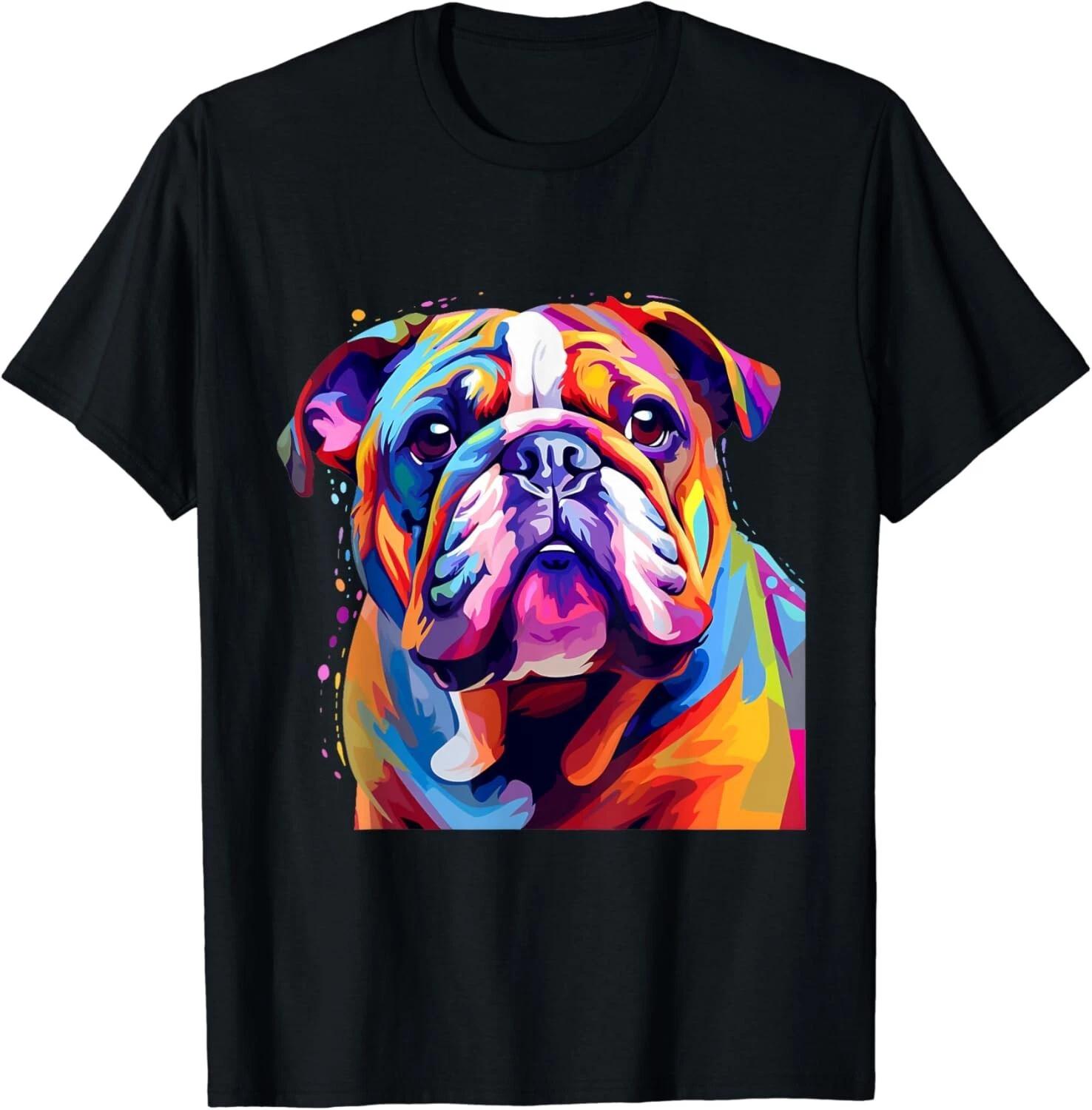 

Cool Colorful Bulldog Portrait Graphic Gift Unisex T-Shirt S