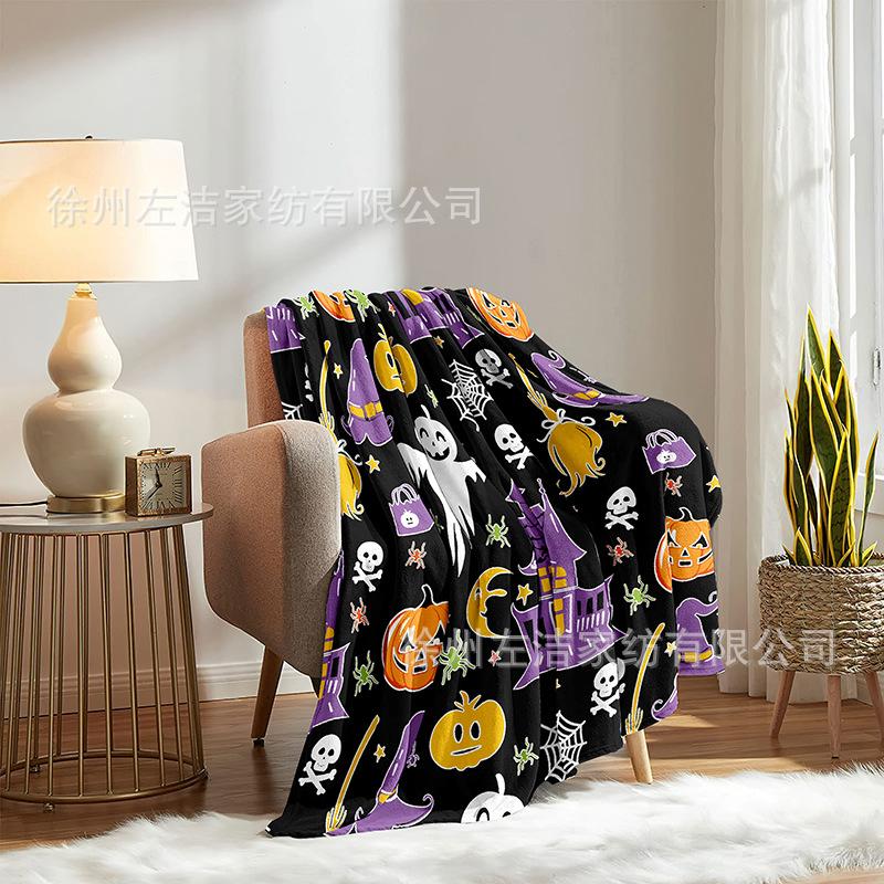 

Soft Flannel Glow-in-the-dark Blanket Halloween Pumpkin Ghost Bat Blanket Halloween Blanket Bed Sofa Chair Decoration 70x100cm