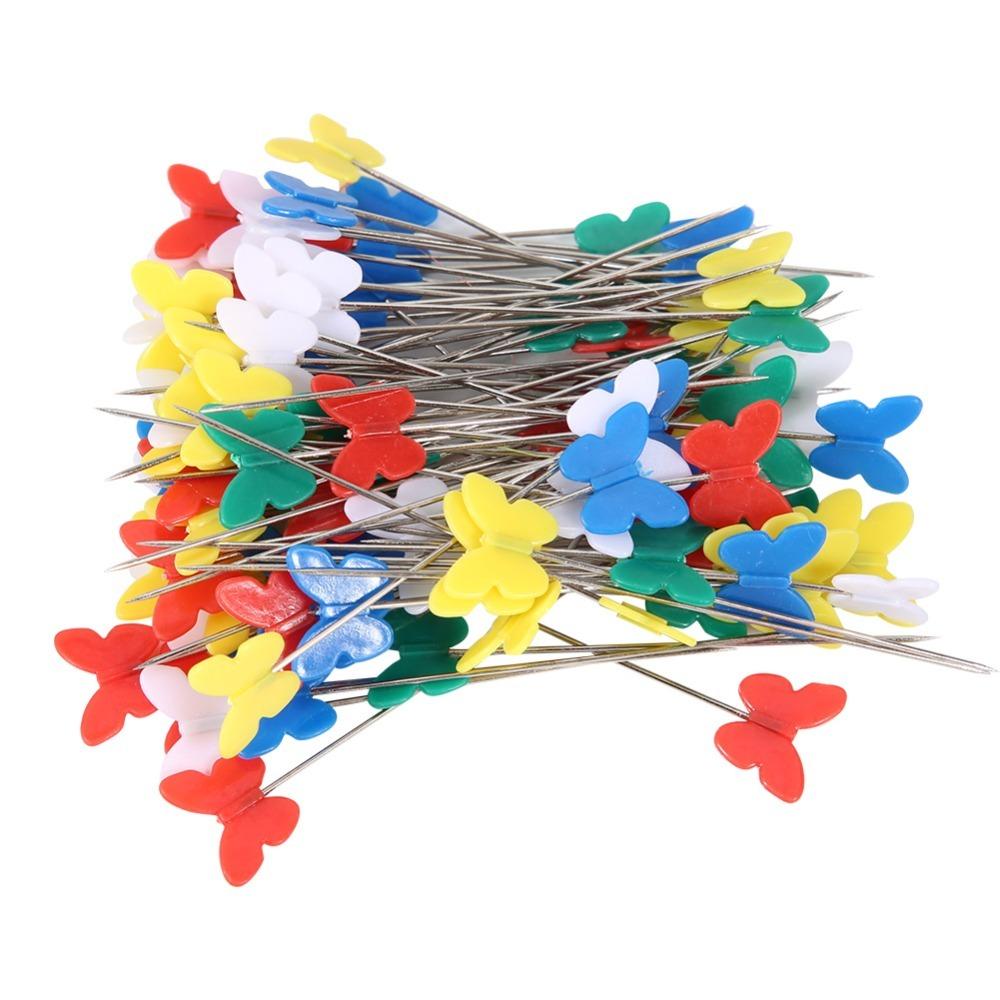 

200pcs Plastic Quilting Pins Mixed Color Butterfly Shaped End Flat Head Pins Flat Head Dressmaking Pins Quilting Projects