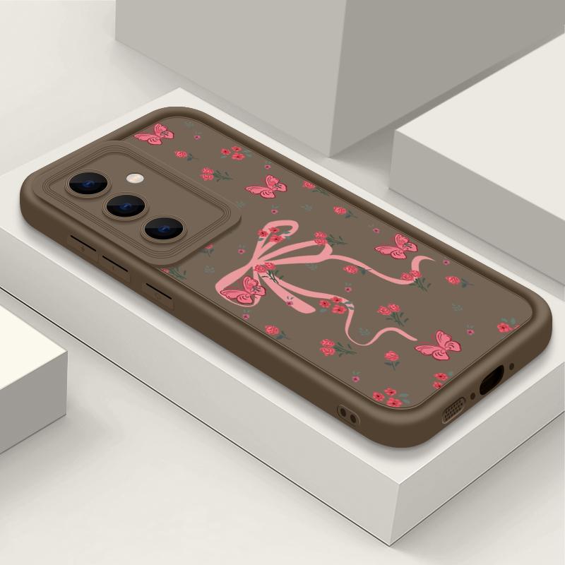 Für Samsung S25 Ultra S24 FE S23 S22 A56 A36 A55 A16 A15 A35 Handyhülle Schleife Blumendruck TPU Matt Stoßfest Weich Silikon Linsenschutzhülle