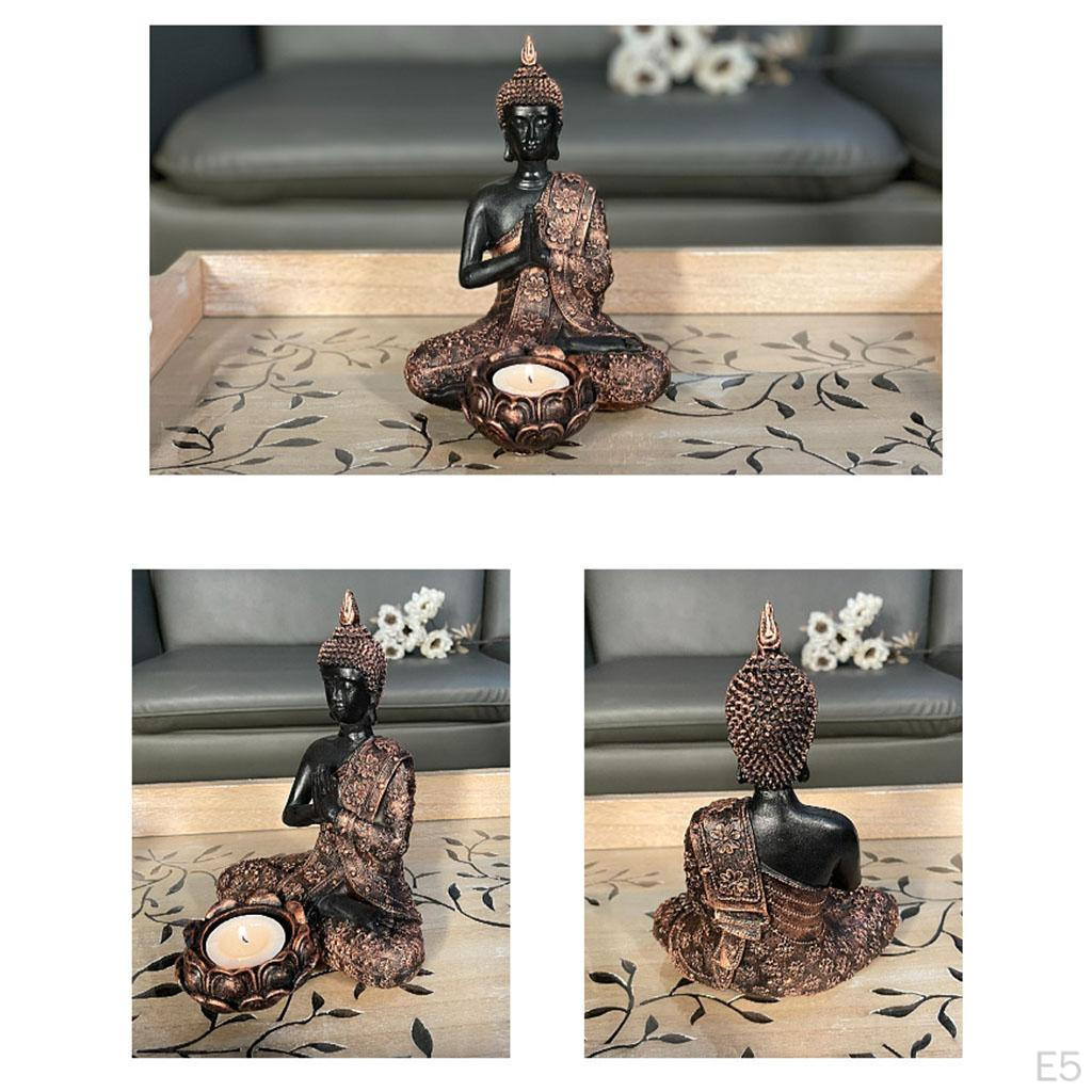 Uchwyt Buddy Blat Tealight Decor Posągi Kolekcjonerska figurka Rzeźba na relaksujący prezent