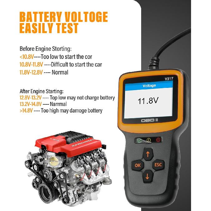 YAKEFLY OBD2 Scanner Diagnostic Tool,Car OBD2 Scanner Code Reader Engine Fault Code Reader Scanner,Vehicle Check Engine Light Scan Tool, Car