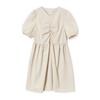 BETWEEN A AND B V-Neck Shirred Mini Dress [Beige]