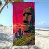 Moai Statue Tropical Sunset Beach Towel Patterned Sunscreen And Windproof Suitable For Swimming Pool Camping Travel
