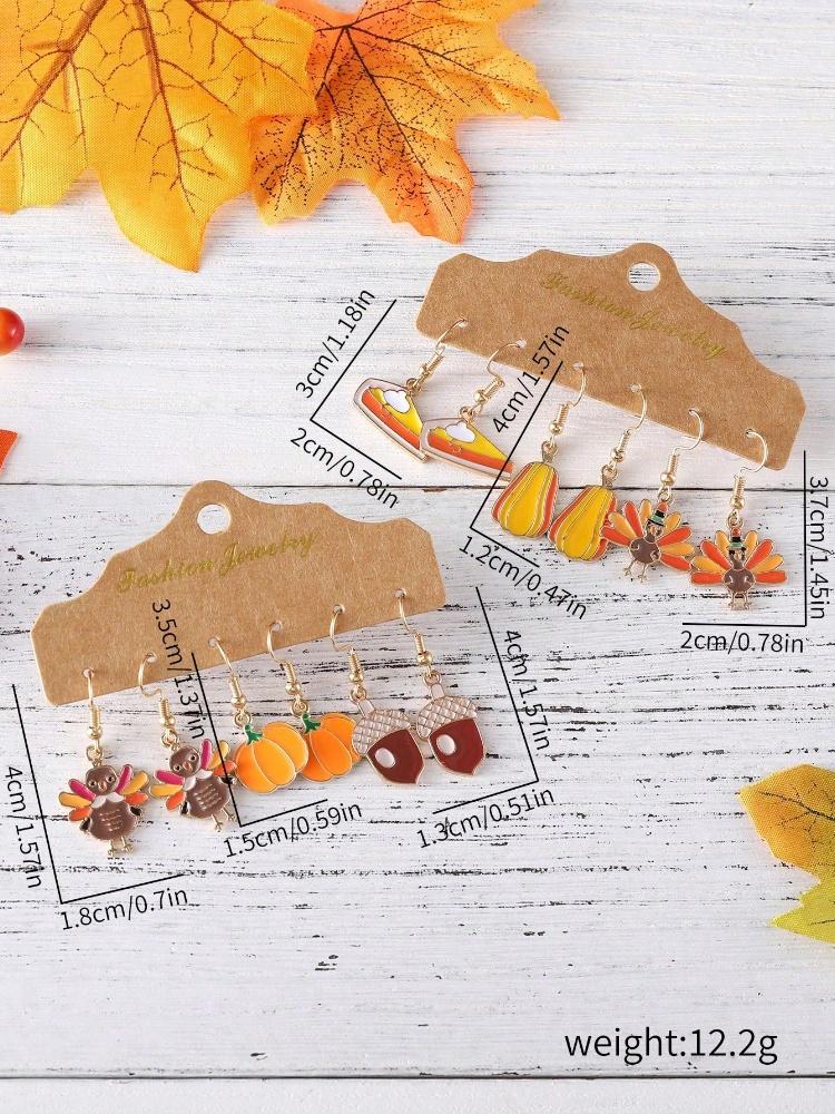 1piece Thanksgiving Turkey Pumpkin Earring set 1 pair of holiday party costumes