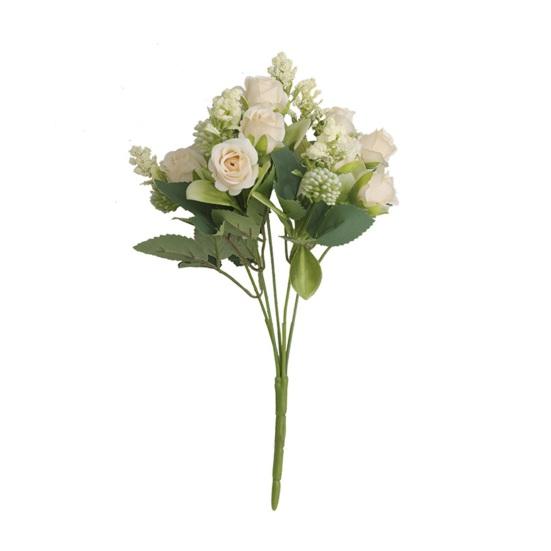 

Искусственный букет роз, реалистичные товары для дома со стеблем, 15 головок, декор для гостиной, имитация цветка, привлекательный DIY бежевый