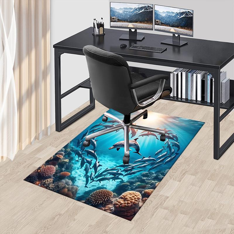 

1pc Anime Dolphin Heart-Shaped Office Chair Mat - Non-Slip Carpet for Desk, Home Decor, Living Room, Bedroom, Game Room - Seasonal Gift Idea.H038 60cm by 90cm
