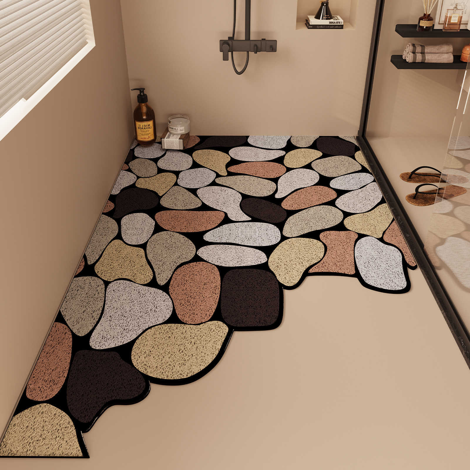 

Коврик для ванной комнаты, противоскользящий, можно разрезать, коврик для унитаза с шелковым кольцом, выдолбленный, противоскользящий, можно протирать весь пол 40x60cm