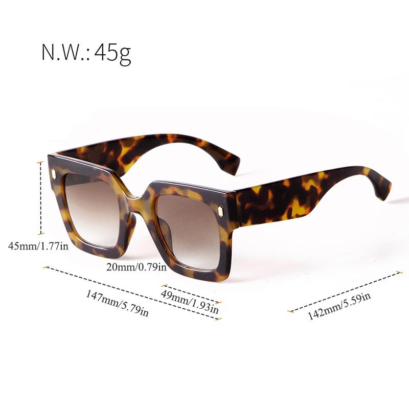 Fashion Rivet Oversize Blue Square Sunglasses Women Men Luxury Brans Designer Retro Tortoiseshell Large Frame Sun Glasses S2151J