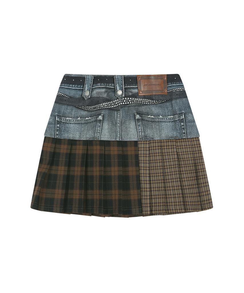 Andersson Bell Double Belt Printed Mini Skirt (Blue)