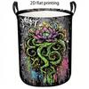 1pc Laundry Basket, Creative Lotus Flower Art Print Dirty Clothes Basket, Casual Splatter Paint Style Storage Bin, Foldable Organization Hamper with S