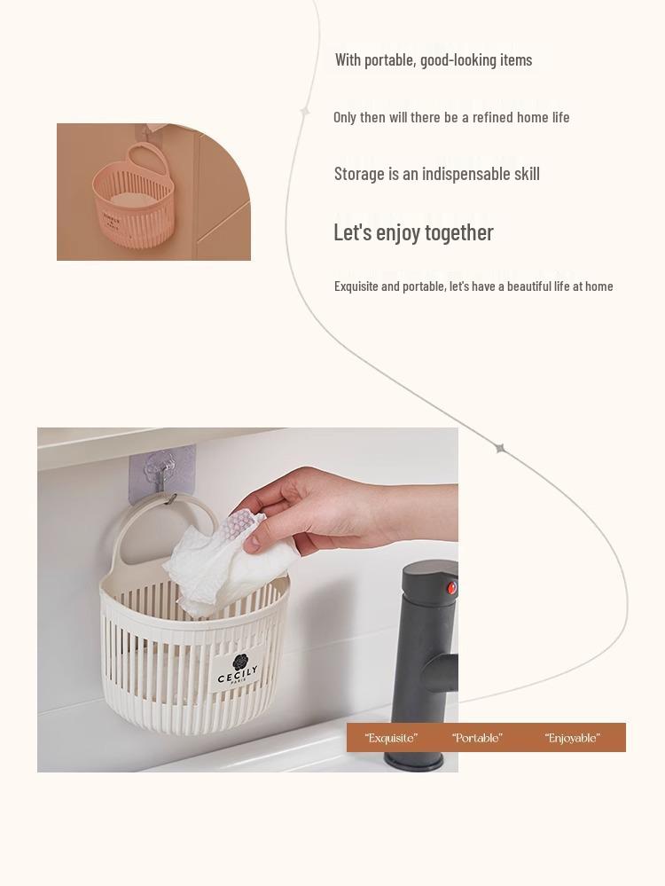 Wall-Mounted Hanging Storage Basket for Kitchen and Bathroom