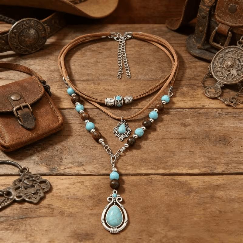 2Vintage multi-layer necklace for women, ethnic