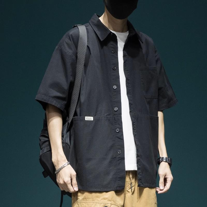 Workwear Shirt Summer High-end Short Sleeved Shirt Men's Loose Oversized Lapel Top