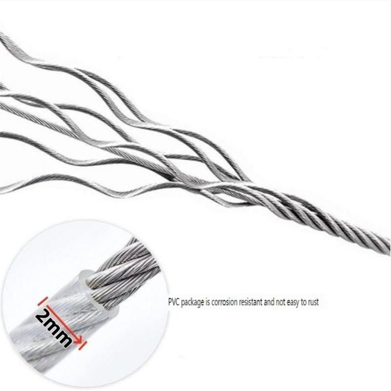 Outdoors Stainless Steels Clothes Line Portable Windproof Clothes Rope for Outdoor/Indoor/Home/Drying/Curtain Hanging
