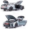 Modelli di auto GTR R34 in scala 1/32, veicoli di simulazione pressofusi in metallo in lega con suoni e luci Tirare indietro regali giocattolo da corsa per bambini Modello in scala di auto