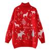 Women's Retro Hong Kong Style High Neck Sweater - Autumn/Winter Loose Fit, Thick and Cozy Christmas Design