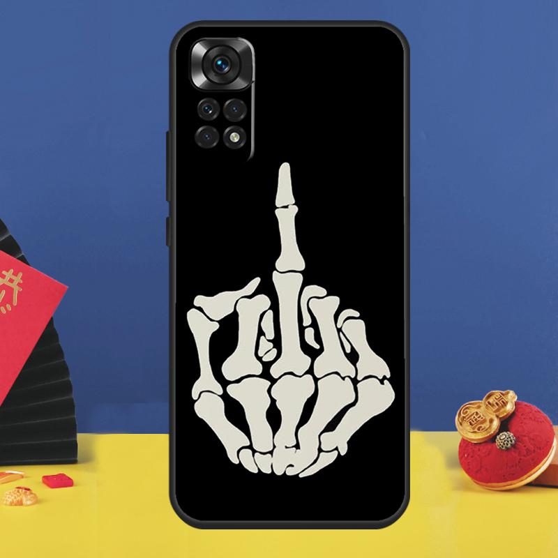 Skeleton Middle Finger Phone Case For Xiaomi Redmi Note 14 Pro 12 11 9 10 13 15 Pro Plus 10C 12C 13C 14C 15C Cover