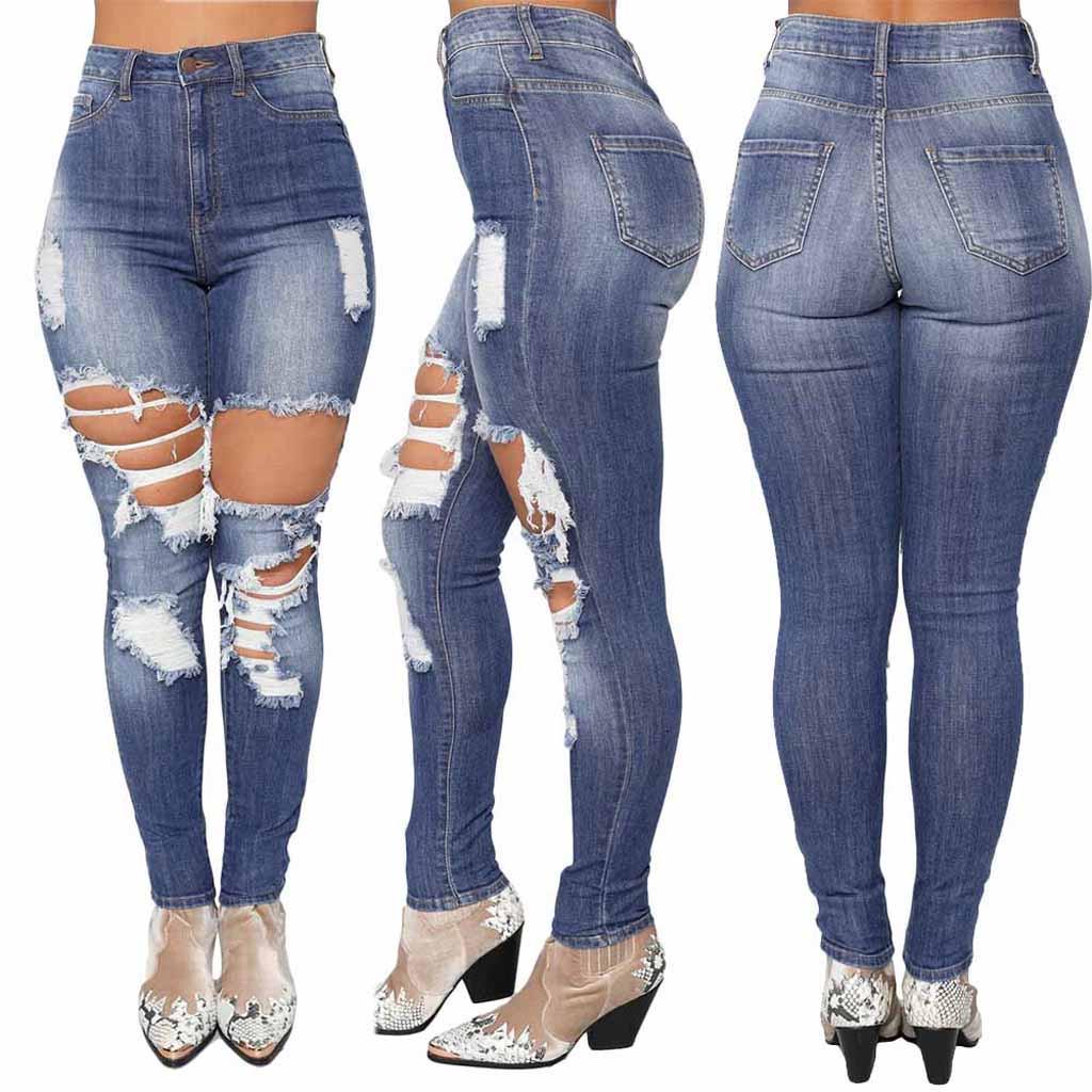 jean a trou femme taille haute