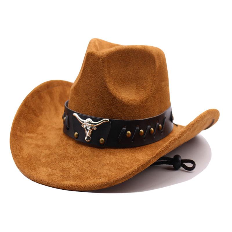 New Western cowboy hat, Tibetan wool top hat, men's and women's autumn/winter outdoor ox-head accessory, travel riding hat
