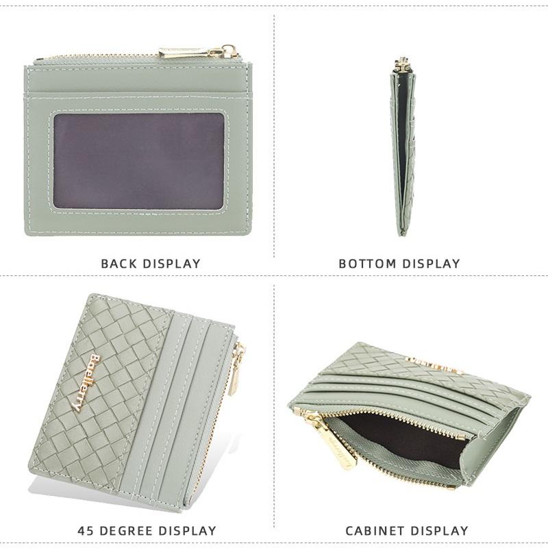 Baellerry Damenmode Mini Geldbörse PU Leder Reißverschluss Münzgeldbörse Lässige Damen Kartenhalter Geldbörsen Webmuster Geldbörse