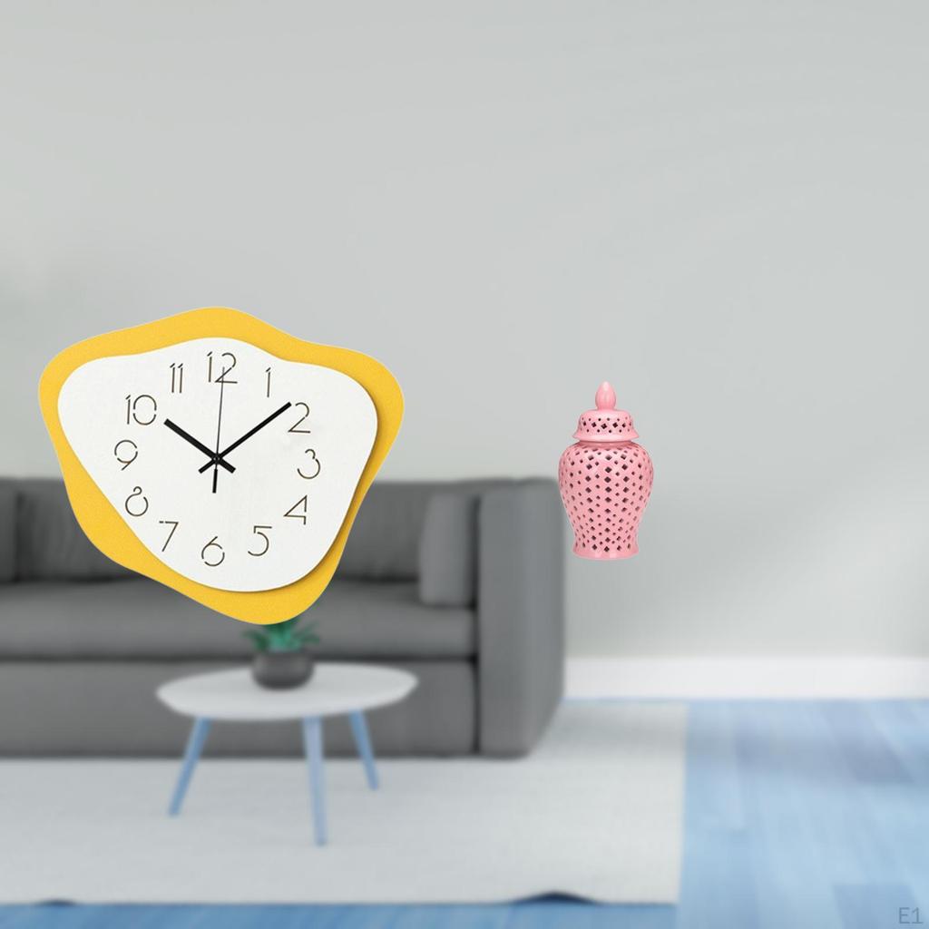 Modern Acrylic Wall Clock And Ceramic Ginger Jar Porcelain Decorative Vase Ornament for Office
