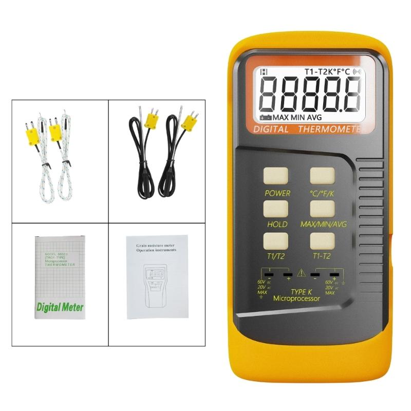 Professional K Type Thermocouple Meter With Two Probes For Industrial And Laboratory Use