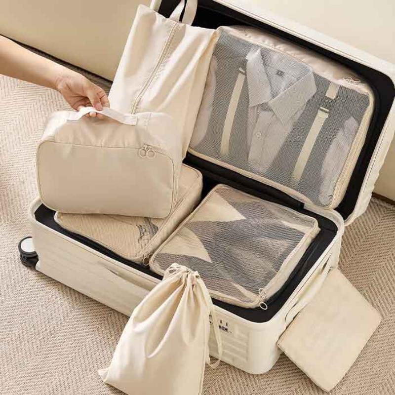 7 Stück/Set Reiseaufbewahrungsbeutel-Set Reisekleidungsaufbewahrungsbeutel Gepäckorganizer-Taschen Toilettenartikel Schuh Kleidung Unterwäsche Sortierbeutel