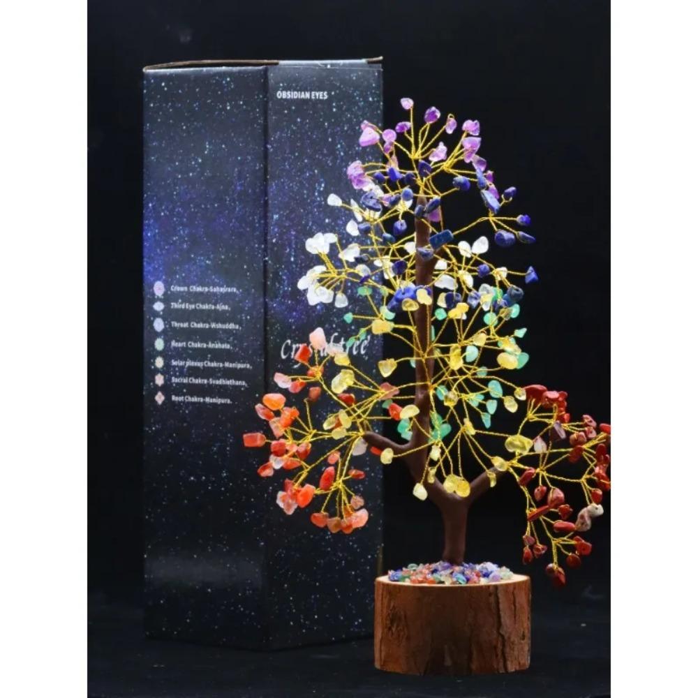 Seven Chakra Tree of Life for Positive Energy Money Tree Feng Shui Decor Reki Healing Crystal Gemstone Home Decoration