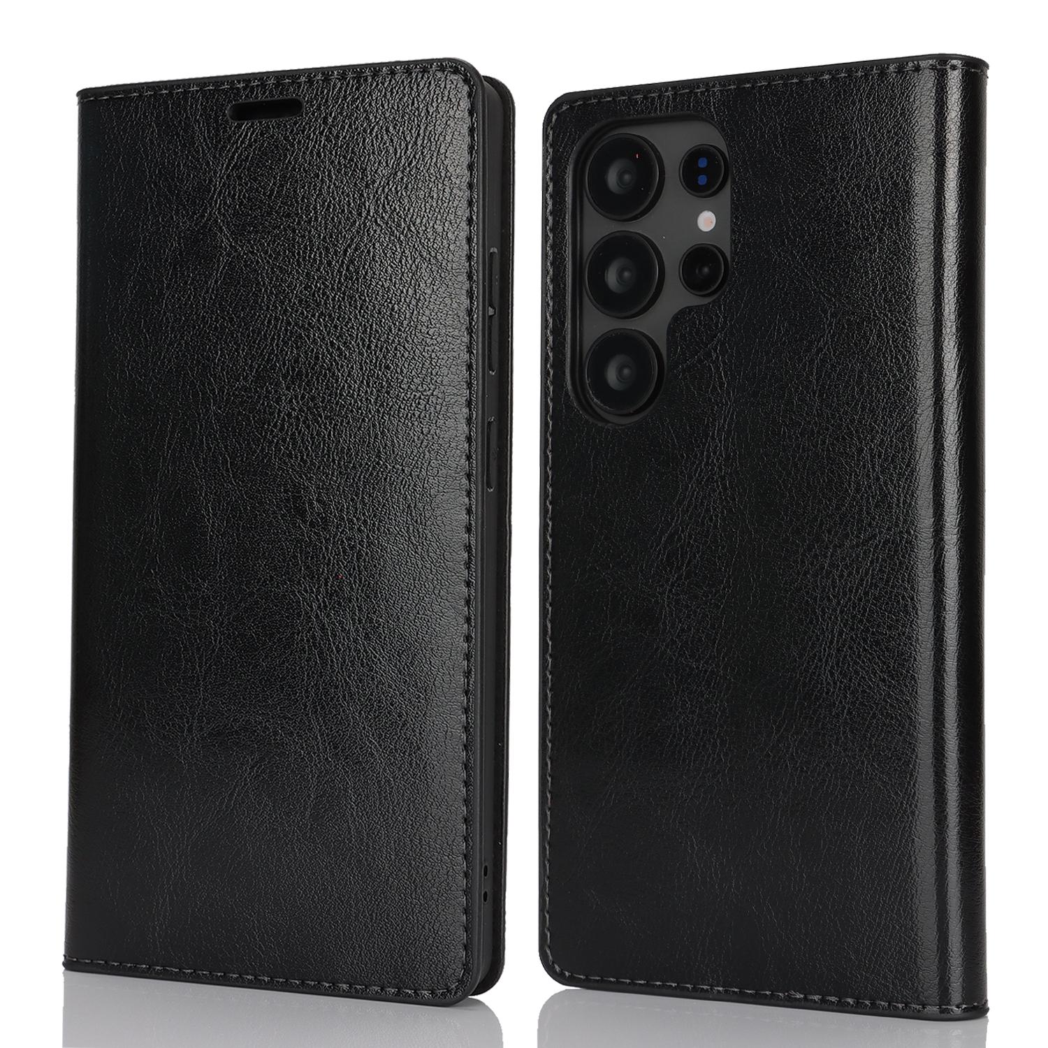 

For Samsung Galaxy S25 Ultra Case Crazy Horse Texture Split Leather Wallet Phone Cover B