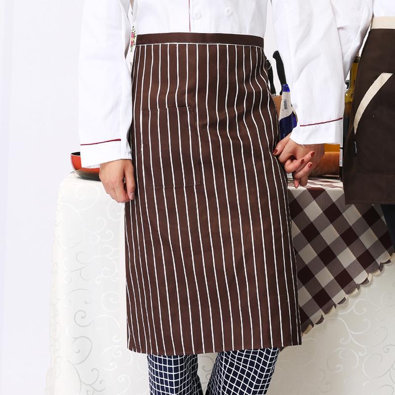 1pcs Chef's Apron Half-length Neck-hanging El Cooking Restaurant Restaurant Coffee Bar Waiter Work Apron Unisex Striped Apron