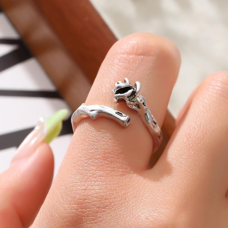 

hot sale niche Thai silver retro flower opening ring personalized hip hop rose tail ring