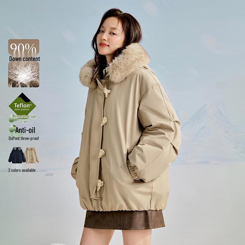 INMAN Women s Detachable Hood Toggle Button Down Parka S