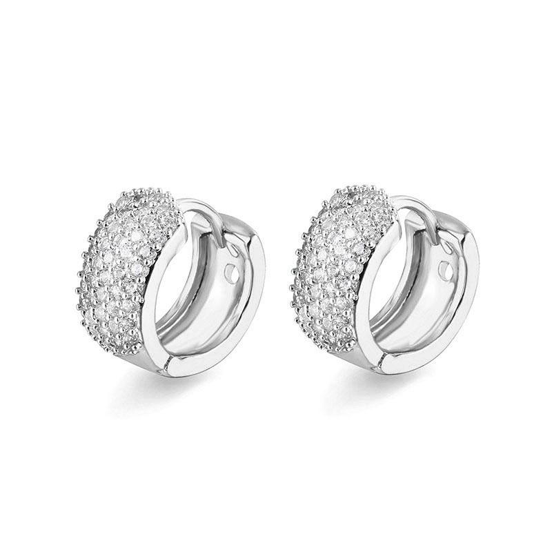 Women's Earrings Round Retro Hoops Jewelry Gold Color Zircon Small Ear Ring Vintage Female Accessories LAMOON