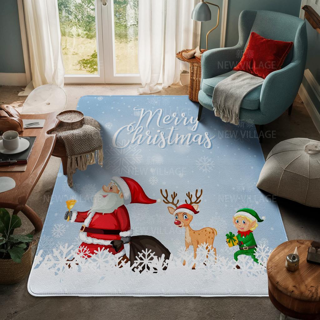 House Entrance Carpet Home Door Mat Living Room Bath Foot Bathroom Non-slip Water Absorption Rugs Bath Merry Christmas Winter