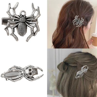 Unique Skull Spider Hair Clip Creative and Eye Catching Hairpin Cosplay Halloween Costume Party Accessory