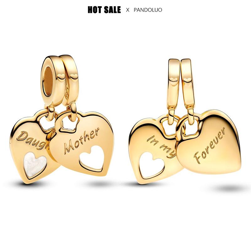 New In Heart Shaped Rose Gold Dangle Charm Beads Fits Bracelet Bangle Necklace Women Luxury Diy Jewelry Party Festival Gift