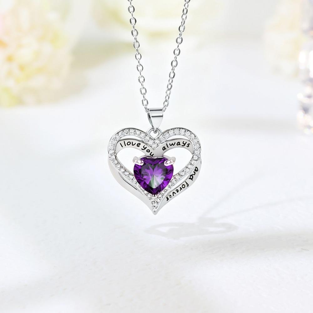 Heart Shaped Diamond Pendant Fashion Copper Plated Necklace Jewelry Accessories for Women