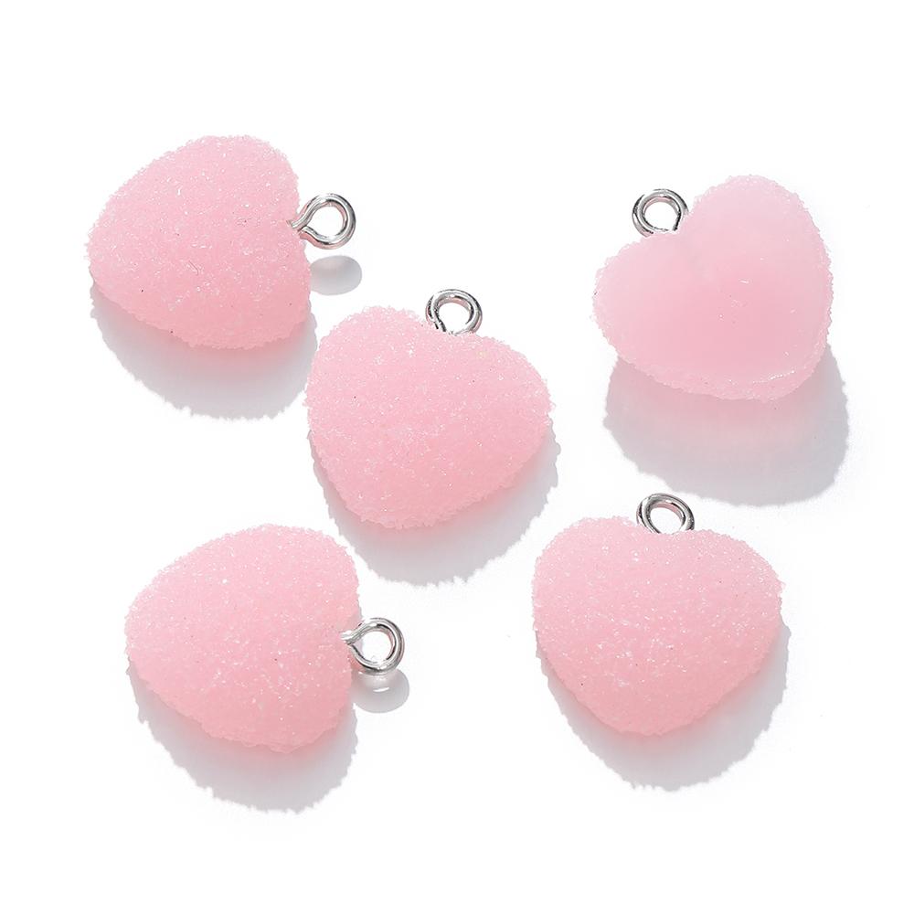 10pcs/lot Colorful Heart Shape Soft Candy Cute Charms Pendants For DIY Earrings Necklace Jewelry Accessories Findings